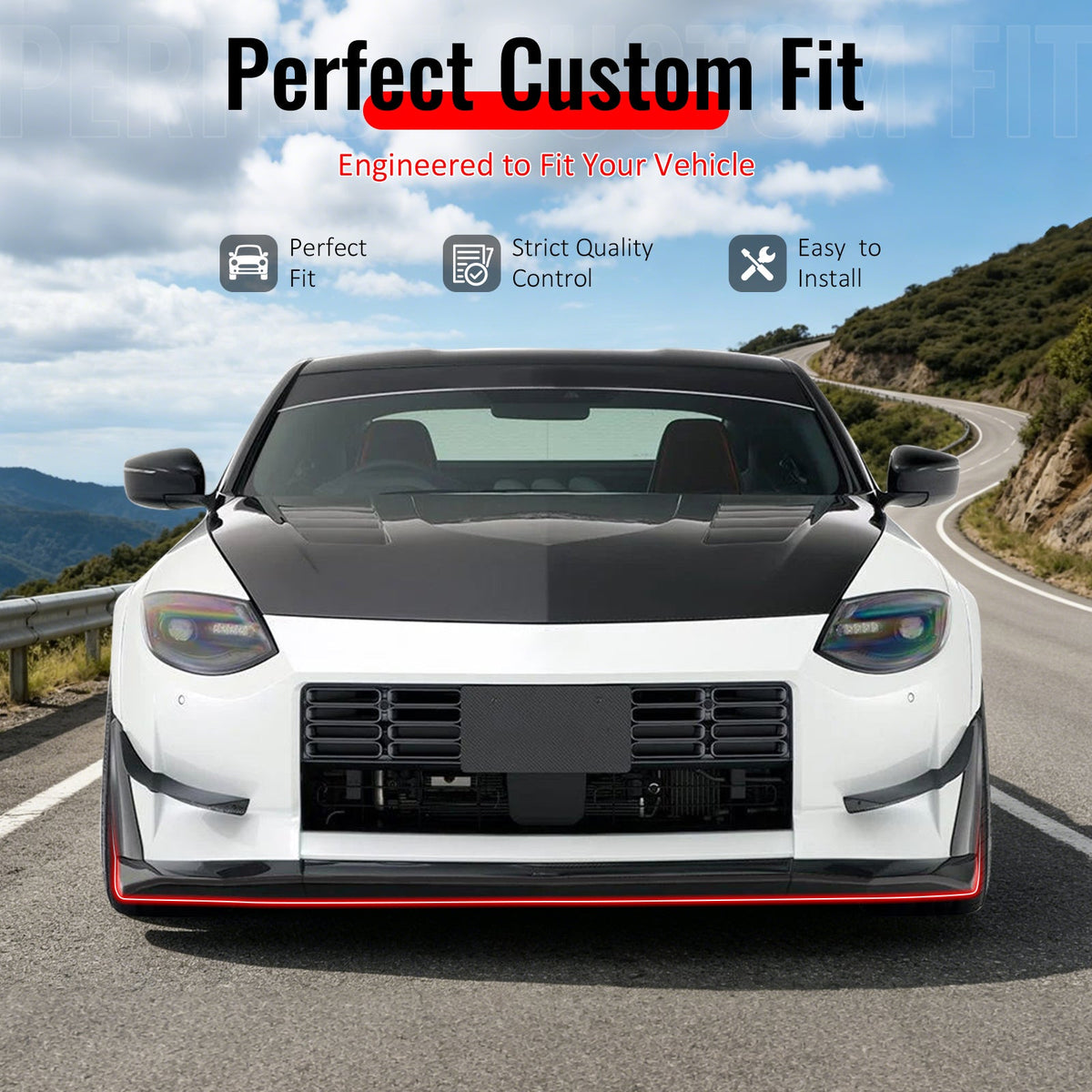 2023-2026 Nissan Z 400Z VRS Style Gloss Black Front Bumper Lip W/ Winglets ABS