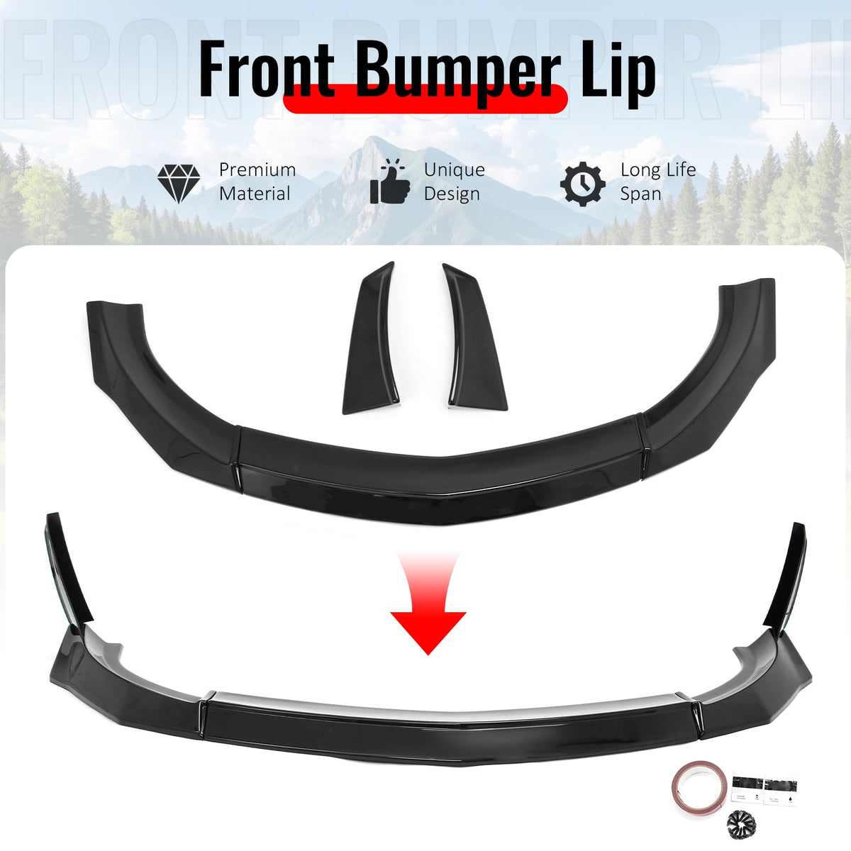 2023-2026 Nissan Z 400Z VRS Style Gloss Black Front Bumper Lip W/ Winglets ABS