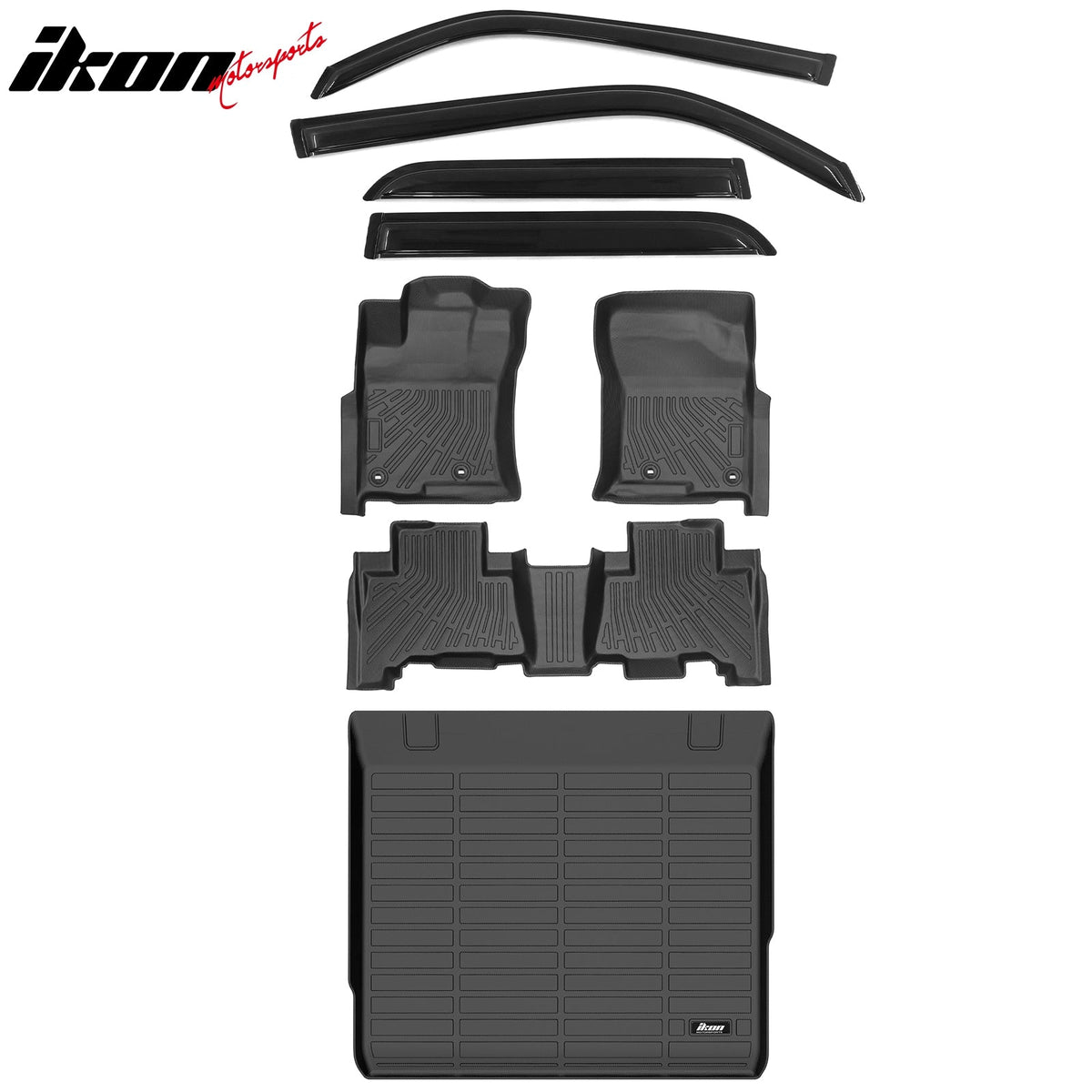 2010-2012 Toyota 4Runner 3D Molded Floor Mat TPE + Slim Window Visors + Trunk Mat
