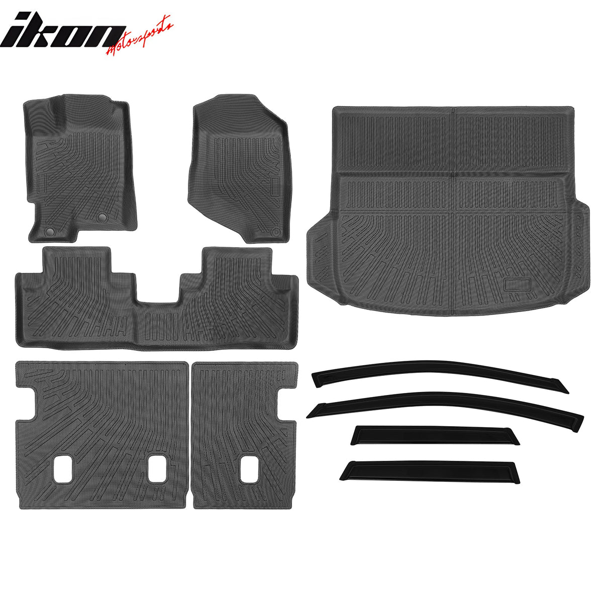 2007-2008 Acura RDX TPE All Weather Floor Mats + Rear Trunk Mat + Backrest Mats + Window Visors