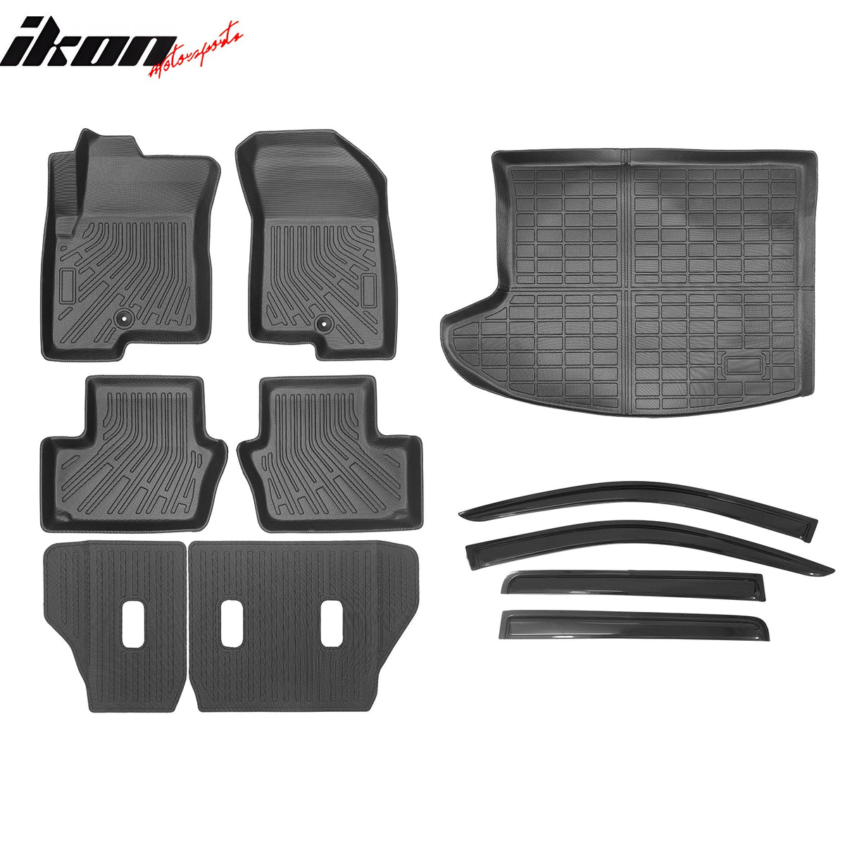 2007-2017 Jeep Compass TPE All Weather Floor Mats+ Rear Trunk Mat + Backrest Mats + Window Visors