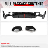 2023-2026 BMW G20 LCI 3-Series 320/330 with M Sport Bumper & M340i/M340i xDrive IKON Style Gloss Black Rear Bumper Lip Diffuser W/LED & Exhaust Tips