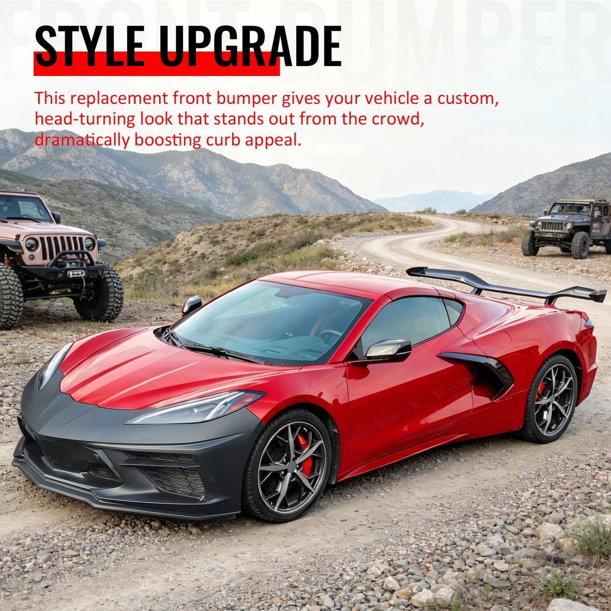 2020-2026 Chevrolet Corvette C8 Z51 Stingray OE Style PP Front Bumper Cover + Z51 Style Lip