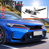 2022-2024 Honda Civic 11th Gen Sedan/Hatchback/Si Front Bumper Upper Hood Honeycomb Grille Replacement + Grille Molding Varis Style ASB Gloss Black