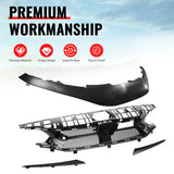 2022-2024 Honda Civic 11th Gen Sedan/Hatchback/Si Front Bumper Upper Hood Honeycomb Grille Replacement + Grille Molding Varis Style ASB Gloss Black