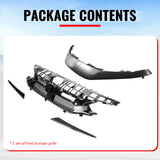 2022-2024 Honda Civic 11th Gen Sedan/Hatchback/Si Front Bumper Upper Hood Honeycomb Grille Replacement + Grille Molding Varis Style ASB Gloss Black