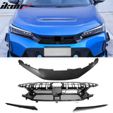 2022-2024 Honda Civic 11th Gen Sedan/Hatchback/Si Front Bumper Upper Hood Honeycomb Grille Replacement + Grille Molding Varis Style ASB Gloss Black