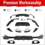 2022-2026 BMW 2-Series G42 M Sport IKON Style Rear Diffuser W/ Aprons Gloss Black PP