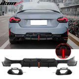 2022-2026 BMW 2-Series G42 M Sport IKON Style Rear Diffuser W/ Aprons Gloss Black PP