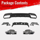 2014-2016 Benz E-Class W212 Sedan E63 Style Primer Black Rear Diffuser PP + Silver Exhaust Tips