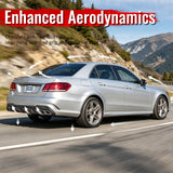 2014-2016 Benz E-Class W212 Sedan E63 Style Primer Black Rear Diffuser PP + Silver Exhaust Tips