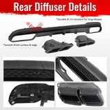 2014-2016 Benz E-Class W212 Sedan E63 Style Primer Black Rear Diffuser PP + Black Exhaust Tips