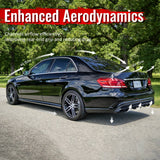 2014-2016 Benz E-Class W212 Sedan E63 Style Primer Black Rear Diffuser PP + Black Exhaust Tips