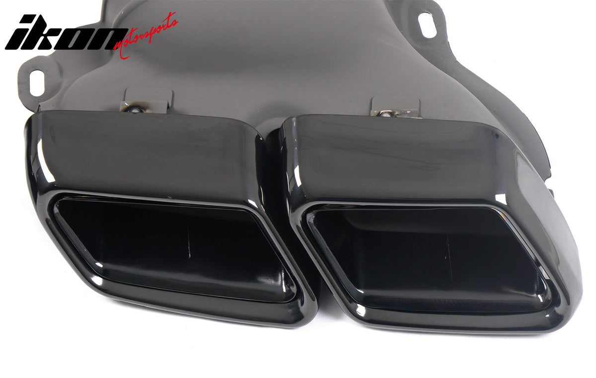 2014-2016 Benz E-Class W212 Sedan E63 Style Primer Black Rear Diffuser PP + Black Exhaust Tips