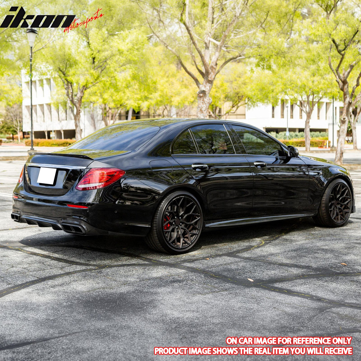 2017-2023 Benz E-Class W213 S213 E63 Style Carbon Fiber Print Rear Diffuser PP + Exhaust Tips