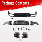 2017-2023 Benz E-Class W213 S213 E53 Style Gloss Black Rear Diffuser PP + Exhaust Tips