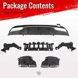 2015-2021 Benz C-Class W205 C63 Style Black&Silver Rear Diffuser PP + Silver Exhaust Tips