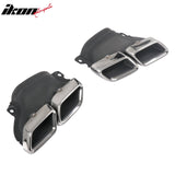 2015-2021 Benz C-Class W205 C63 Style Black&Silver Rear Diffuser PP + Silver Exhaust Tips