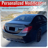 2015-2021 Benz C-Class W205 C63 Style Gloss Black Rear Diffuser PP + Silver Exhaust Tips