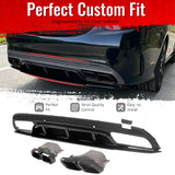 2015-2021 Benz C-Class W205 C63 Edition1 Style Black Rear Diffuser PP + Exhaust Tips