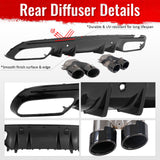 2015-2021 Benz C-Class W205 2019 Facelift C43 Style Gloss Black Rear Diffuser PP + Exhaust Tips