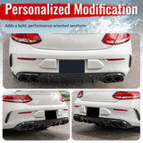 2015-2021 Benz C-Class W205 2019 Facelift C43 Style Gloss Black Rear Diffuser PP + Exhaust Tips