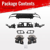 2015-2021 Benz C-Class W205 2019 Facelift C43 Style Gloss Black Rear Diffuser PP + Exhaust Tips