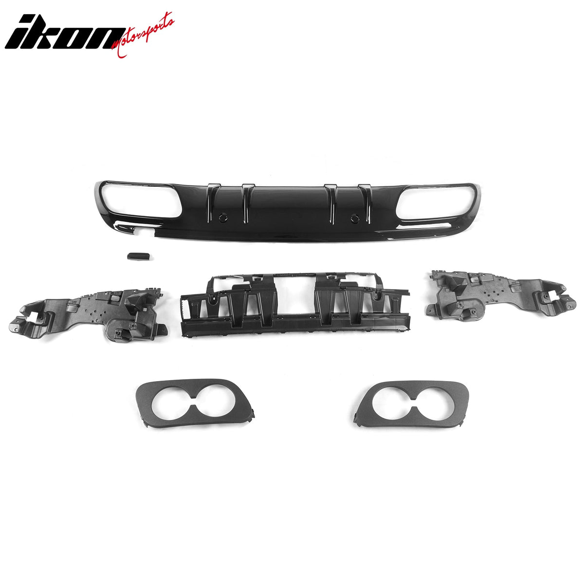 2015-2021 Benz C-Class W205 2019 Facelift C43 Style Gloss Black Rear Diffuser PP + Exhaust Tips
