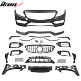 2015–2021 Benz C-Class W205 2019+ C63 Style PP Front Bumper Cover W/ Chrome Grille