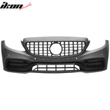 2015–2021 Benz C-Class W205 2019+ C63 Style PP Front Bumper Cover W/ Gloss Black Grille