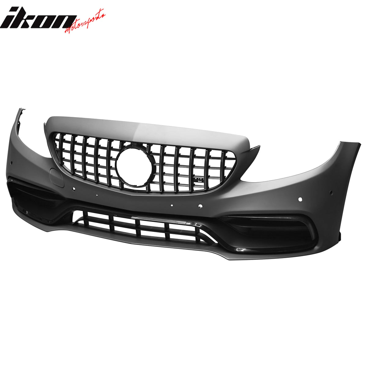 2015–2021 Benz C-Class W205 2019+ C63 Style PP Front Bumper Cover W/ Gloss Black Grille