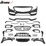 2015–2021 Benz C-Class W205 2019+ C63 Style PP Front Bumper Cover W/ Gloss Black Grille