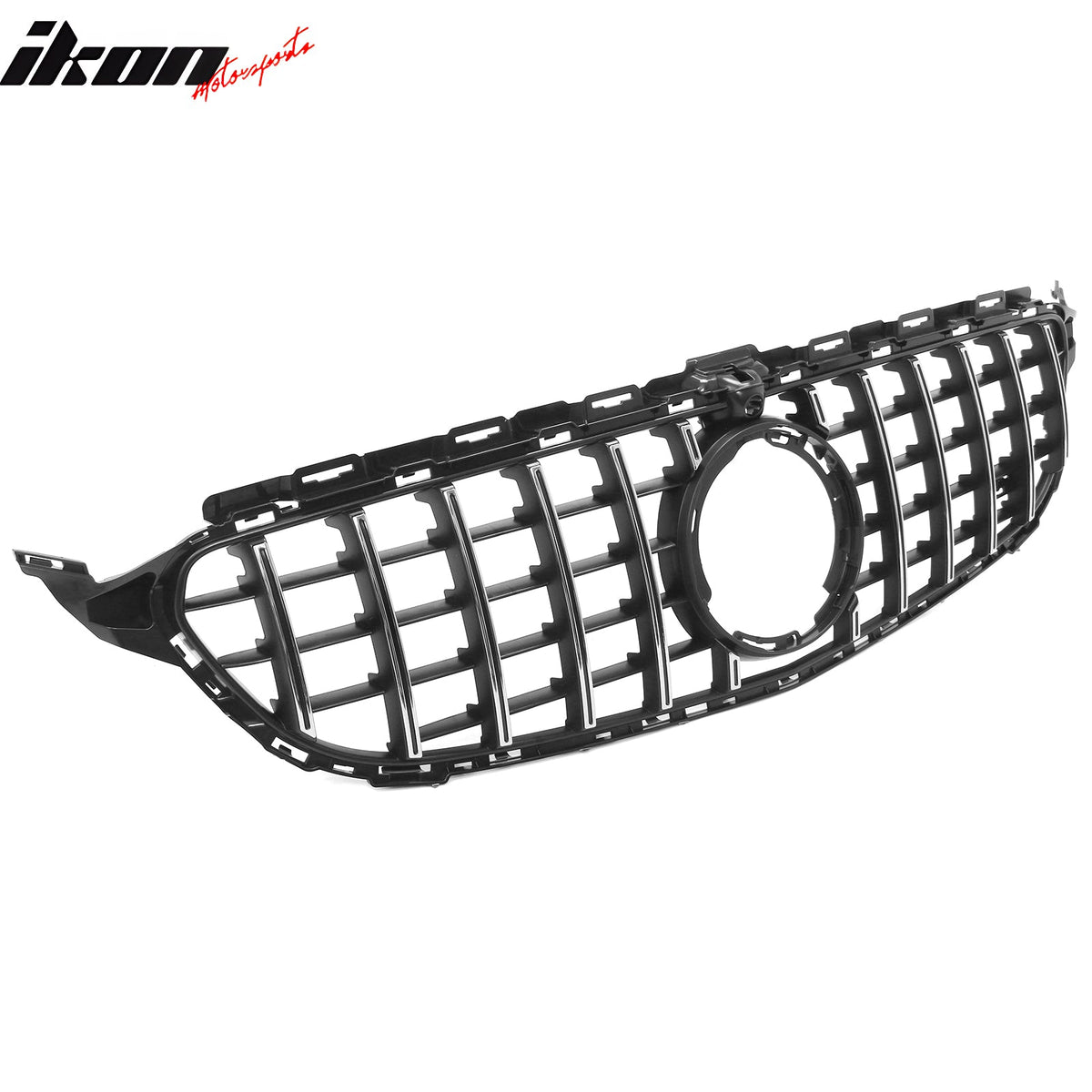 2015–2021 Benz C-Class W205 2019+ C63 Style Front Bumper Cover + Chrome Grille + Lip