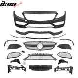 2015–2021 Benz C-Class W205 C63 Style PP Front Bumper Cover W/ Gloss Black Grille ABS