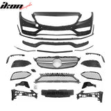 2015–2021 Benz C-Class W205 C63 Style PP Front Bumper Cover W/ Grille + Gloss Black Lip
