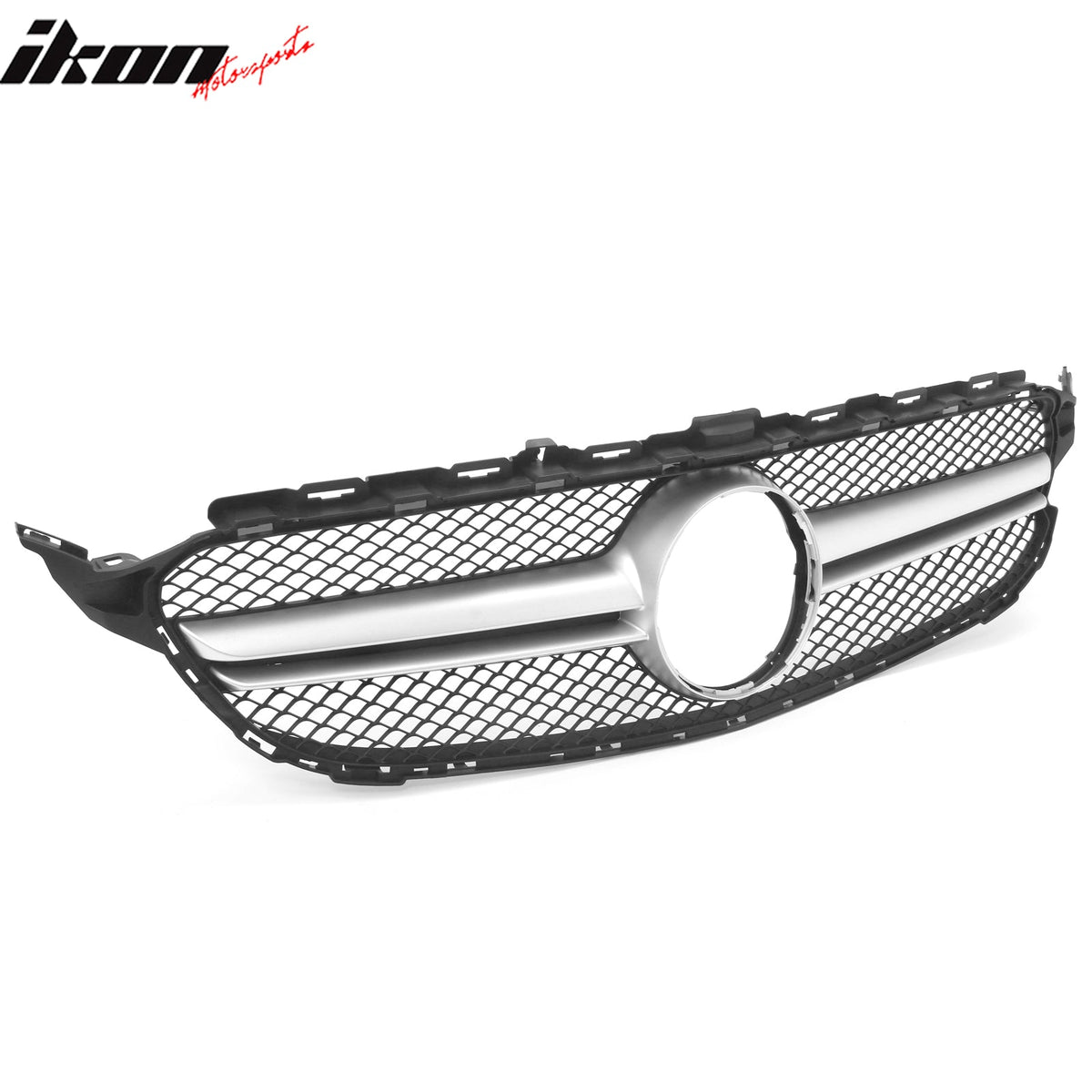 2015–2021 Benz C-Class W205 C63 Style PP Front Bumper Cover W/ Grille + Gloss Black Lip