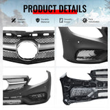 2014-2016 Mercedes-Benz E-Class W212 Sedan Front Bumper Cover Conversion Replacement W/Upper Grille W/Silver Bar E63 Style PP ABS