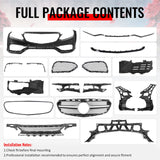 2014-2016 Mercedes-Benz E-Class W212 Sedan Front Bumper Cover Conversion Replacement W/Upper Grille W/Silver Bar E63 Style PP ABS