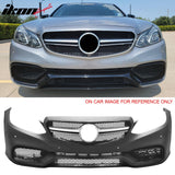 2014-2016 Mercedes-Benz E-Class W212 Sedan Front Bumper Cover Conversion Replacement W/Upper Grille W/Silver Bar E63 Style PP ABS