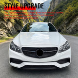 2014-2016 Mercedes-Benz E-Class W212 Sedan Front Bumper Cover Conversion Replacement W/Upper Grille W/Gloss Bar E63 Style PP ABS