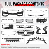 2014-2016 Mercedes-Benz E-Class W212 Sedan Front Bumper Cover Conversion Replacement W/Upper Grille W/Gloss Bar E63 Style PP ABS