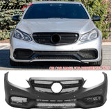 2014-2016 Mercedes-Benz E-Class W212 Sedan Front Bumper Cover Conversion Replacement W/Upper Grille W/Gloss Bar E63 Style PP ABS