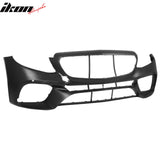 2017-2020 Mercedes-Benz E-Class W213 Front Bumper Cover Conversion Replacement W/Upper Grille W/Silver Trim E63 Style Unpainted Black PP ABS