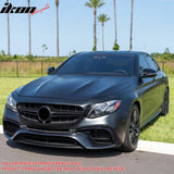 2017-2020 Mercedes-Benz E-Class W213 Front Bumper Cover Conversion Replacement W/Upper Grille W/Gloss Trim E63 Style Unpainted Black PP ABS