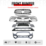 2021–2023 Benz E-Class W213 E63 Style PP Front Bumper Cover W/ Gloss Black Grille