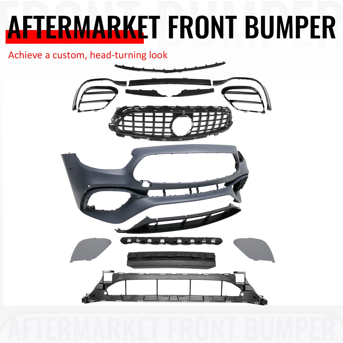 2021–2023 Benz E-Class W213 E63 Style PP Front Bumper Cover W/ Gloss Black Grille