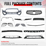 2021–2023 Benz E-Class W213 E63 Style PP Front Bumper Cover W/ Gloss Black Grille