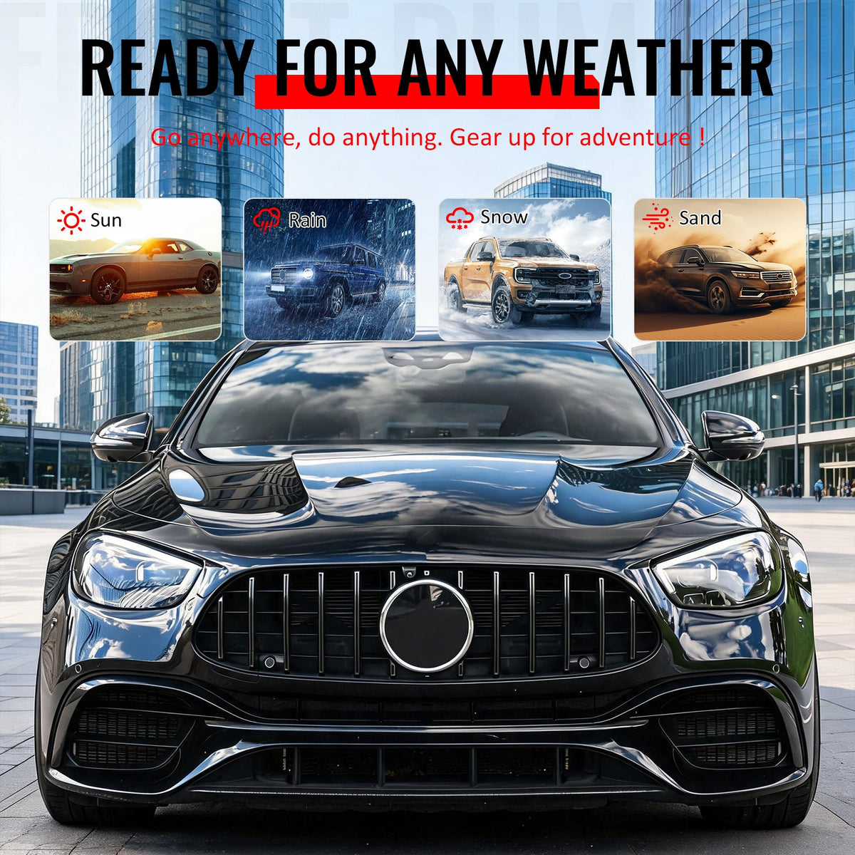 2021–2023 Benz E-Class W213 E63 Style PP Front Bumper Cover W/ Gloss Black Grille
