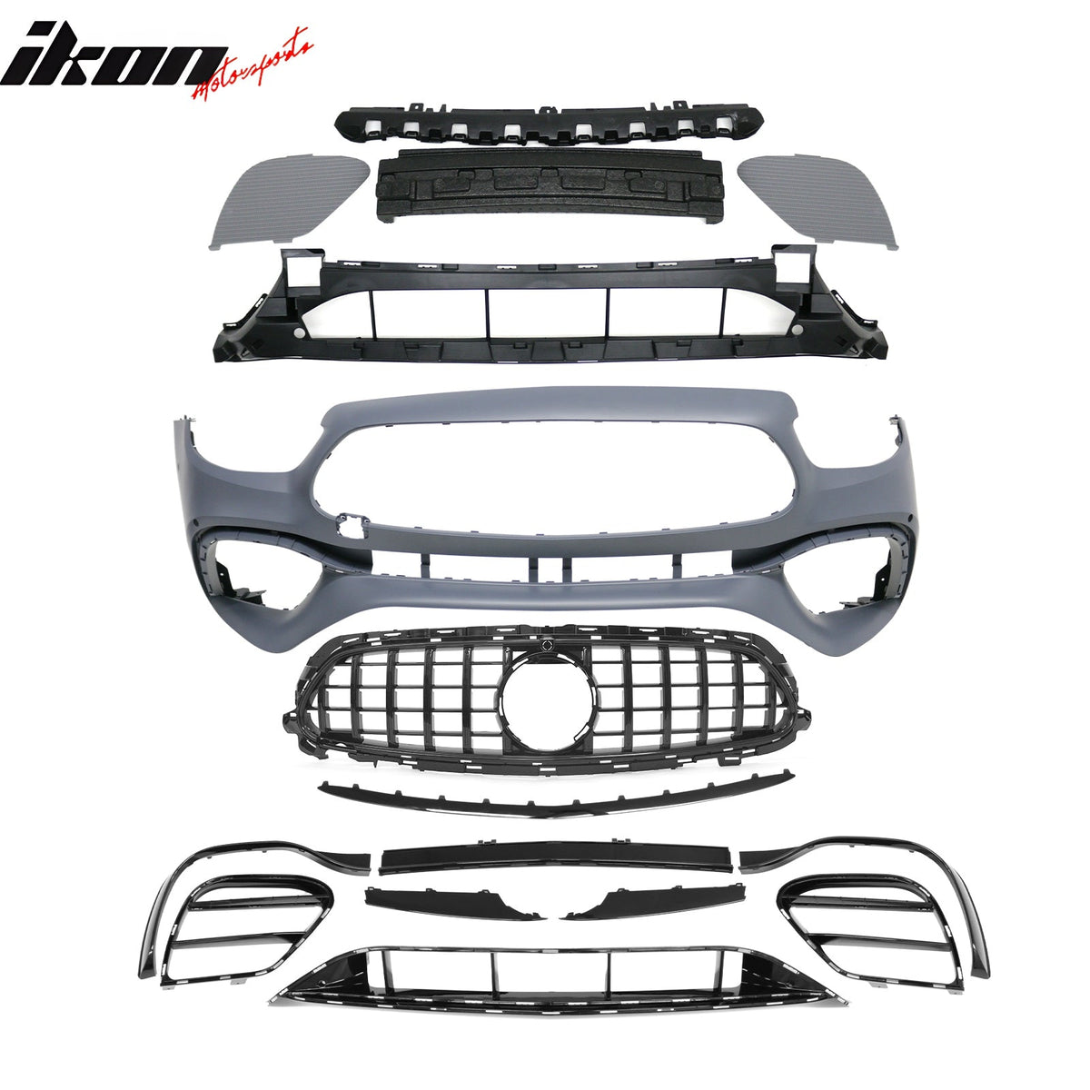 2021–2023 Benz E-Class W213 E63 Style PP Front Bumper Cover W/ Gloss Black Grille