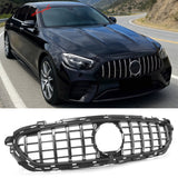 2021–2023 Benz E-Class W213 E63 Style PP Front Bumper Cover W/ Chrome Trim Grille